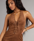 Wild West Glow Lace Up Mini Dress(Dev)