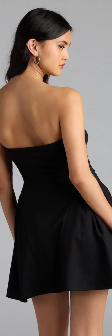 Soiree Ready Strapless Crepe Skater Mini Dress (DEV) - 06403000067999 - 06403000067998 - 06403000067997 - 06403000067996