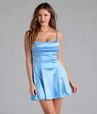 True Perfection Pleated Satin Skater Dress(Dev)
