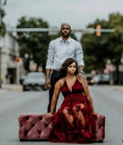 Morgan Formal Flocked Velvet Dress (DEV)