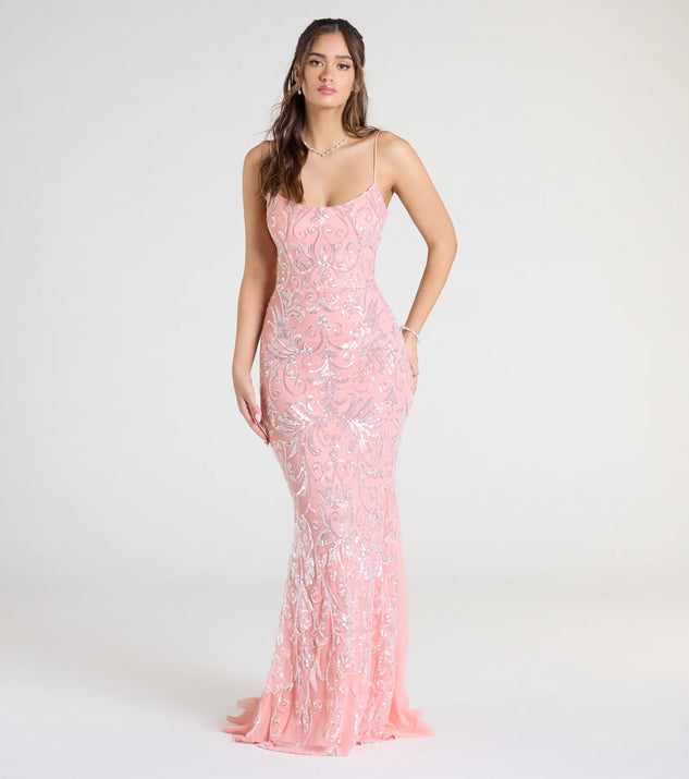 Claire Lace-Up Sequin Mermaid Dress(Dev)