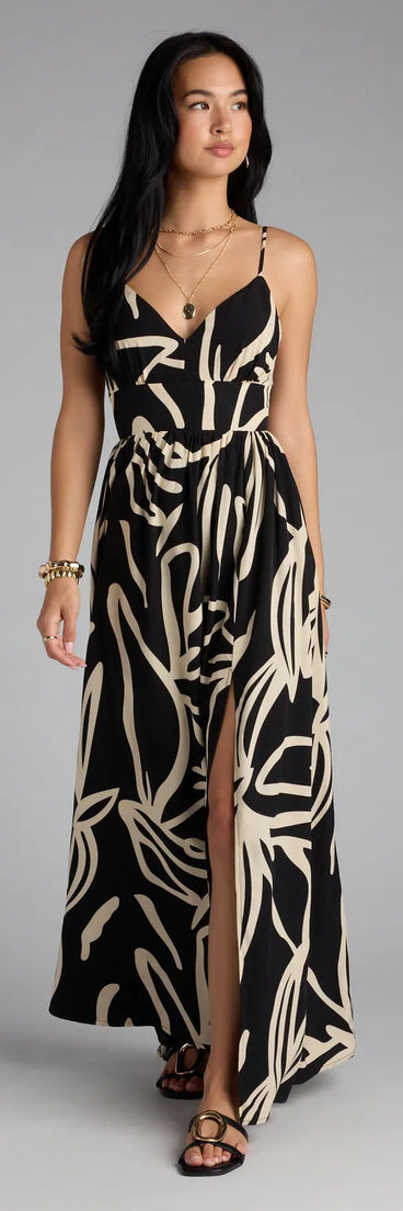 Chic Bliss Tie-Back Slit Maxi Dress(DEV)