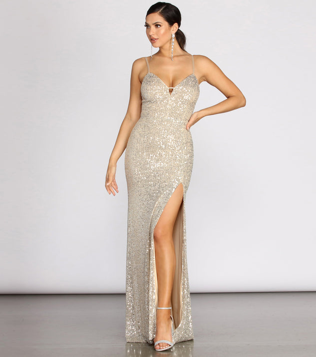 Callie Sequin Lattice Back Dress