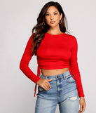 Side Tie Ribbed Knit Crop Top