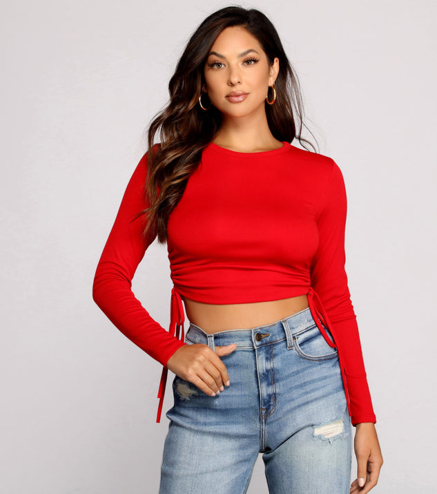 Side Tie Ribbed Knit Crop Top