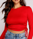 Side Tie Ribbed Knit Crop Top