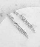 Silver Rhinestone Twisted Duster Earrings
