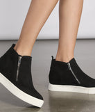Faux Suede High Top Zipped Sneakers