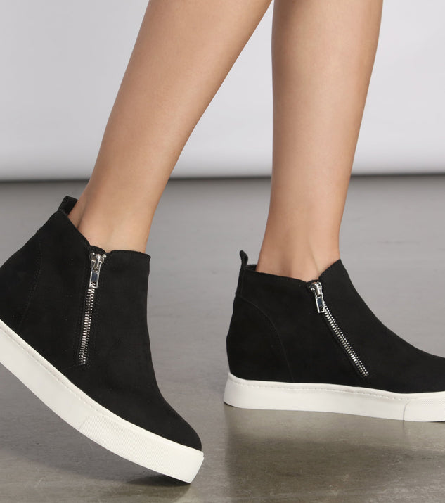 Faux Suede High Top Zipped Sneakers