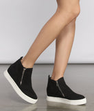 Faux Suede High Top Zipped Sneakers